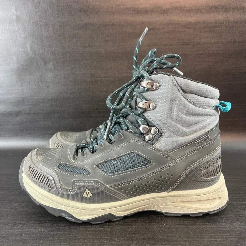 Vasque Breeze Kids Size 3 Grey Teal Waterproof Mid Top Outdoor‎ Boots Shoes